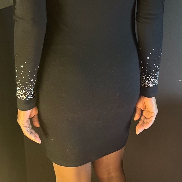 Club dress, black and sequin studded, form fitting - Picture 2 of 3